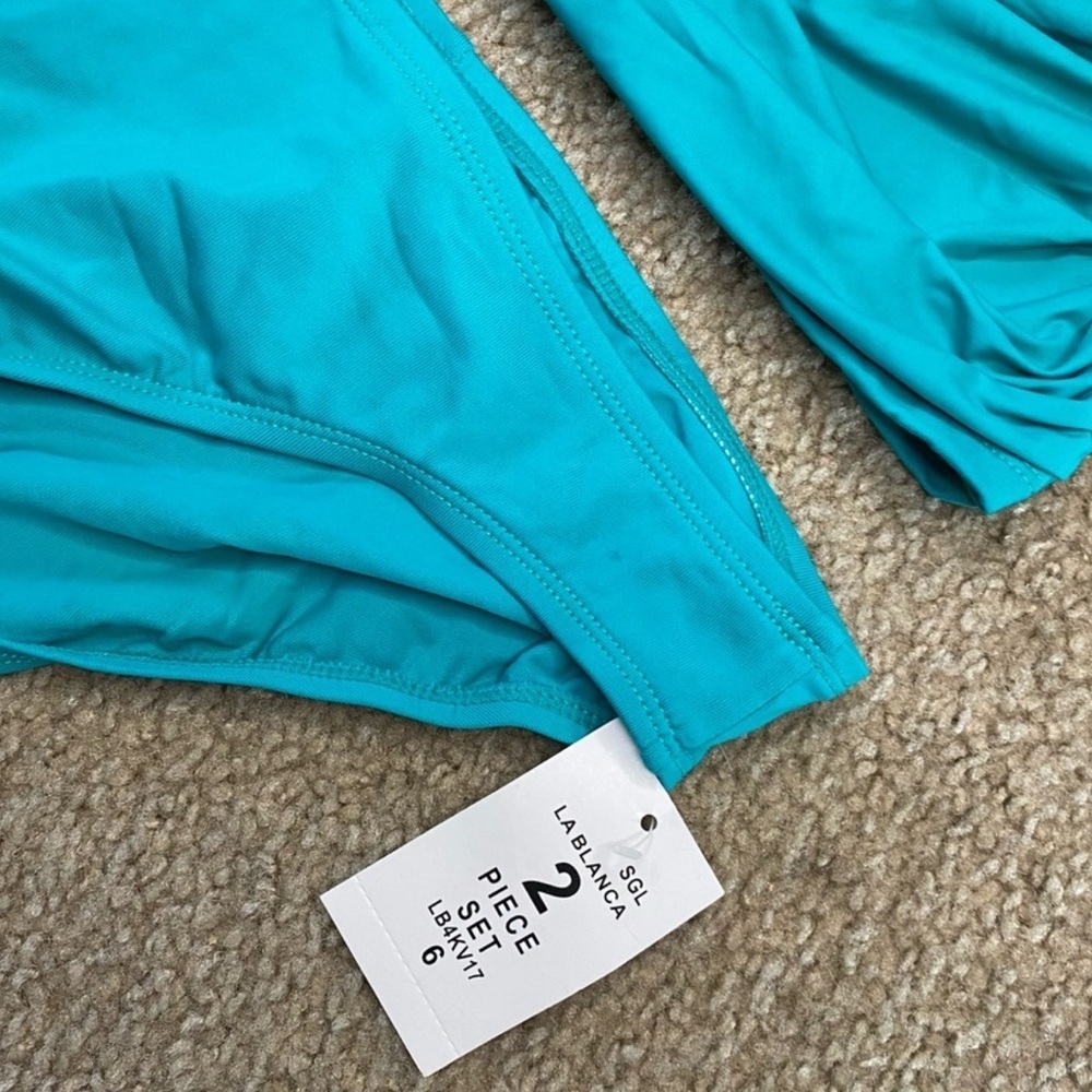 NWT La Blanca Island Goddess Twist Bandeau Bikini Top and Bottom Size 6 - Picture 4 of 6